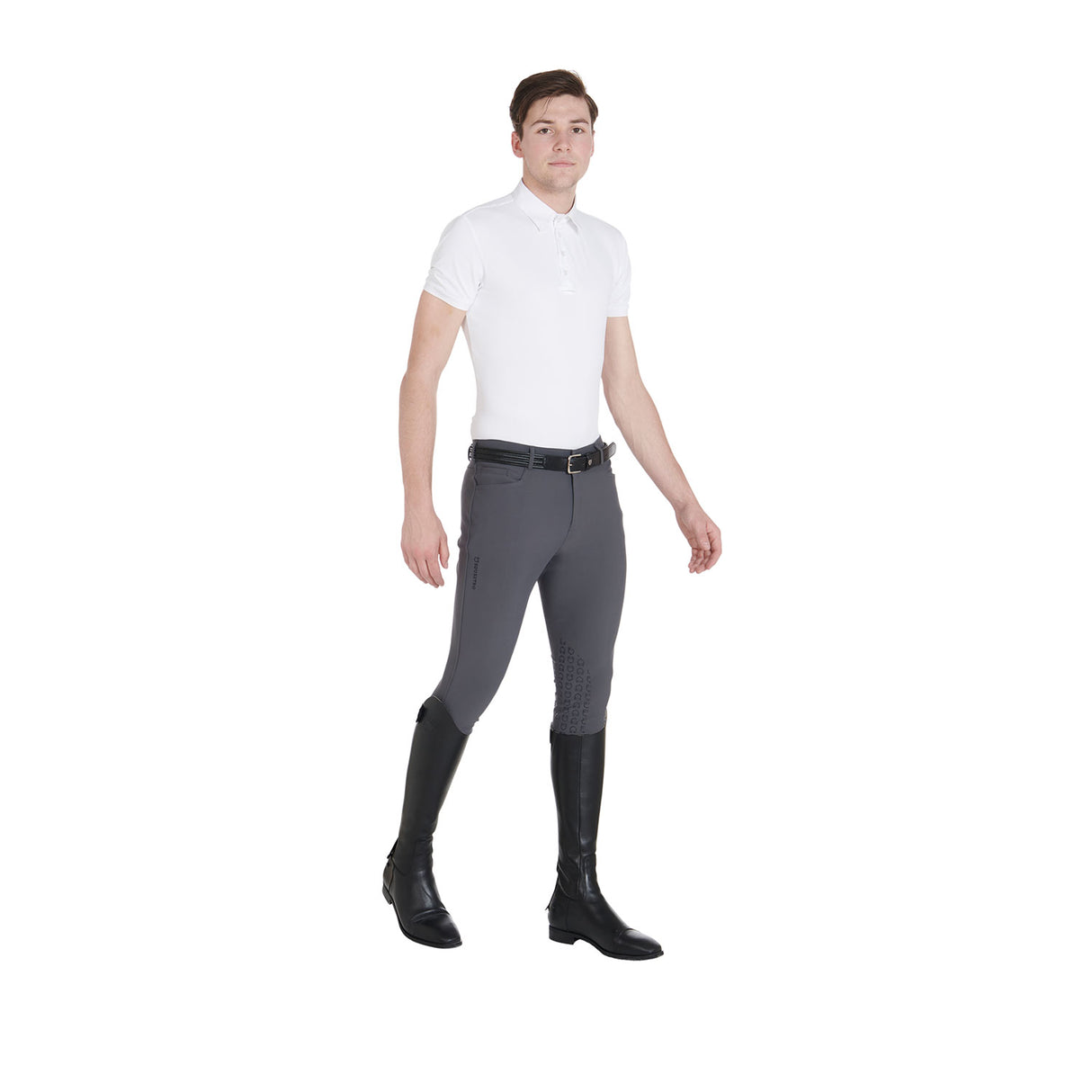 Equestro Men's Slim Fit Grip Breeches With Logo