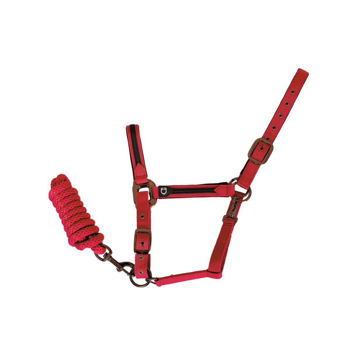 Equestro Durable Fleece Halter #colour_red