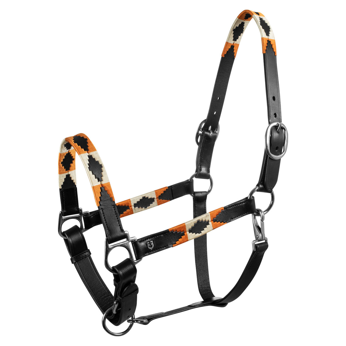 Equestro Leather Halter With Navajo Decorations #colour_black