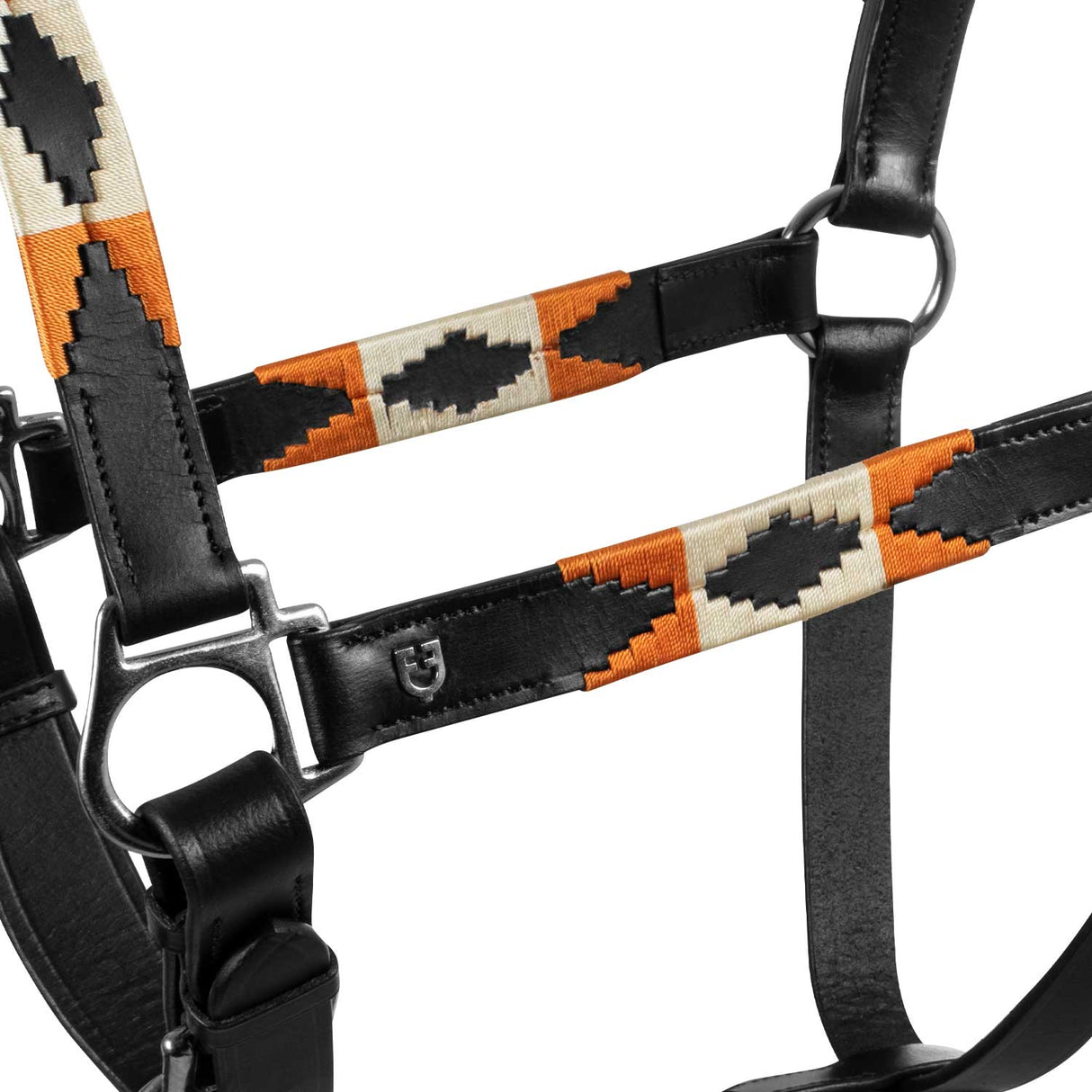 Equestro Leather Halter With Navajo Decorations #colour_black