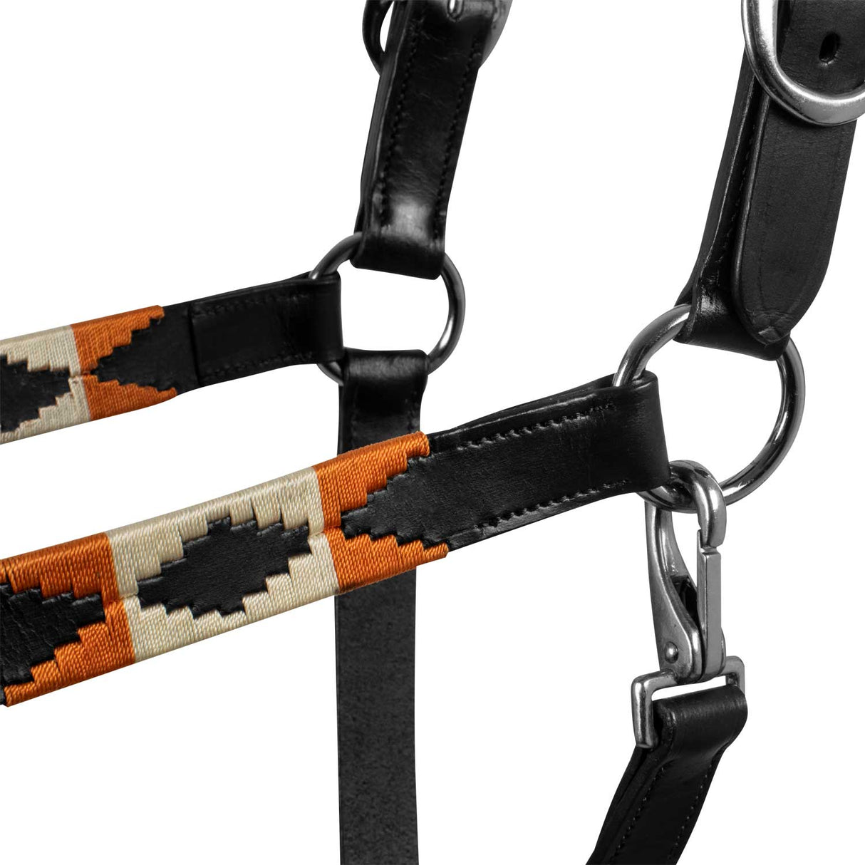 Equestro Leather Halter With Navajo Decorations #colour_black