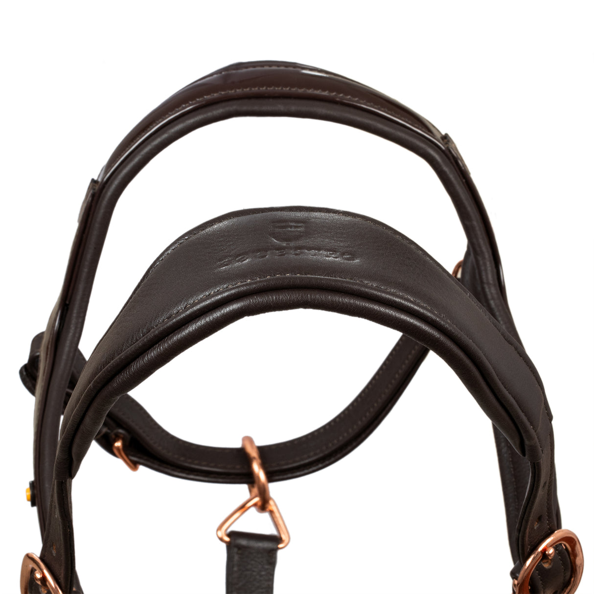 Equestro Polished Leather Halter With Rose Gold Buckles
