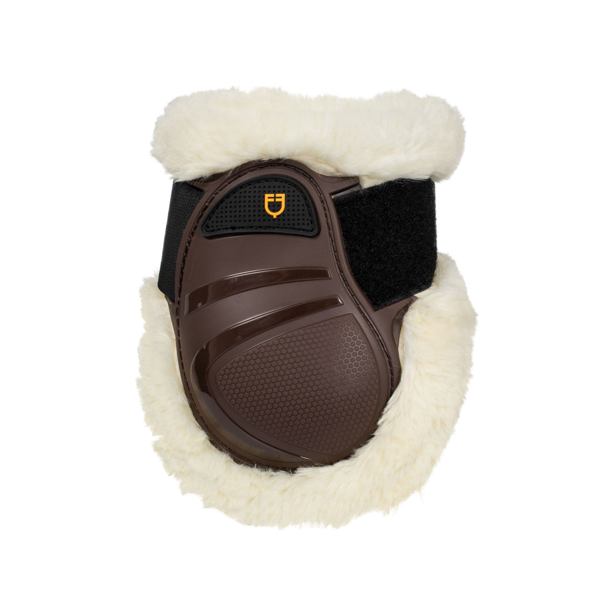 Equestro Ruby Young Horse Fetlock Boots – TPU Shell & Synthetic Sheepskin #colour_brown