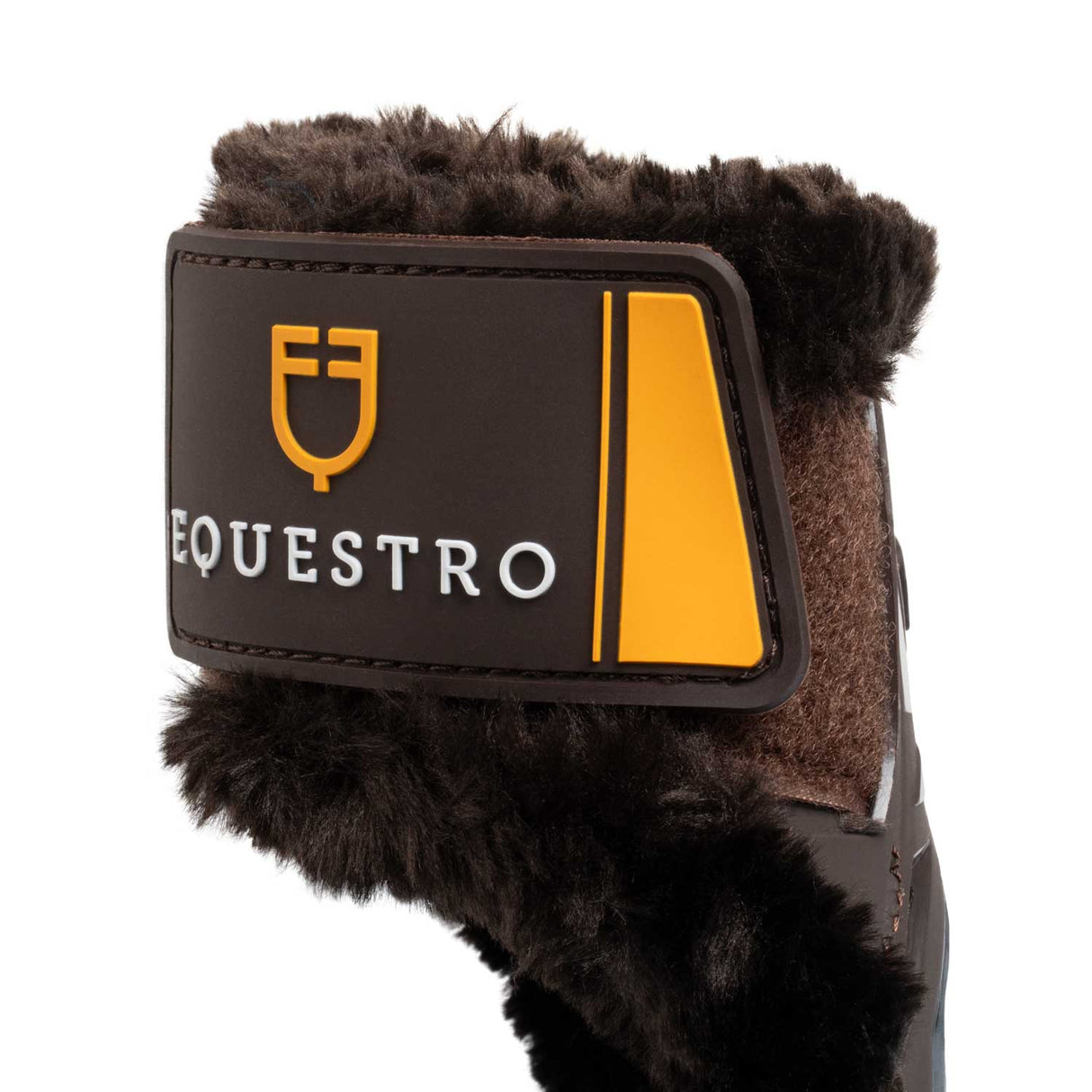 Equestro Spider Man Fetlock Boots With Synthetic Sheepskin #colour_brown