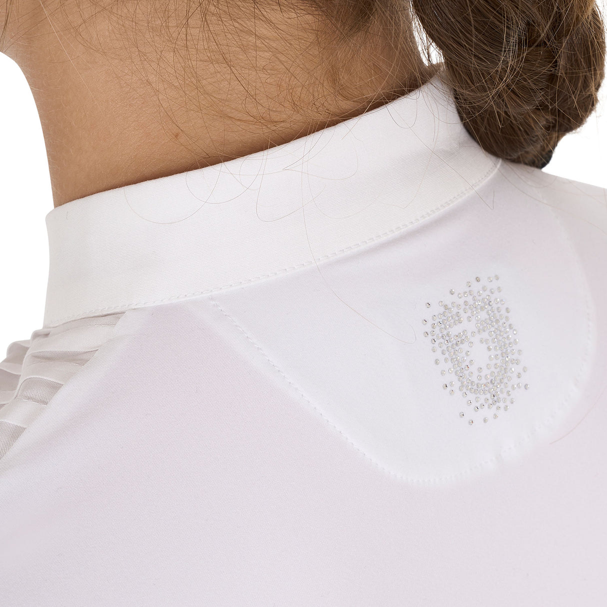 Equestro Girls' Slim Fit Competiton Polo Shirt Rhinestones #colour_white