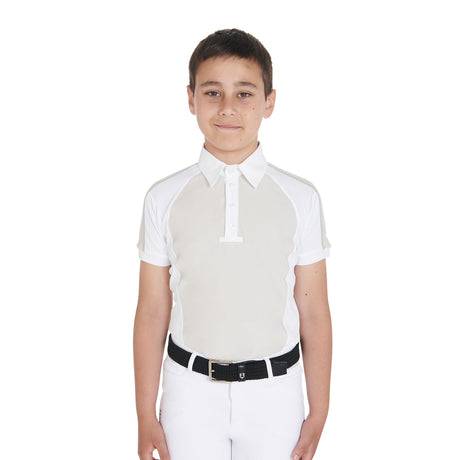 Equestro Boys' Slim Fit Competition Polo Shirt Four-Buttons #colour_grey
