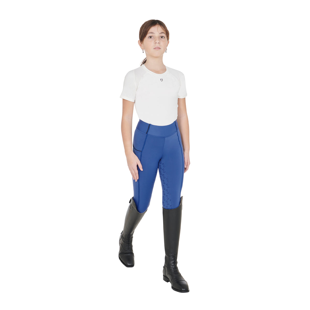 Equestro Girls' Slim Fit Grip Leggings With Logo