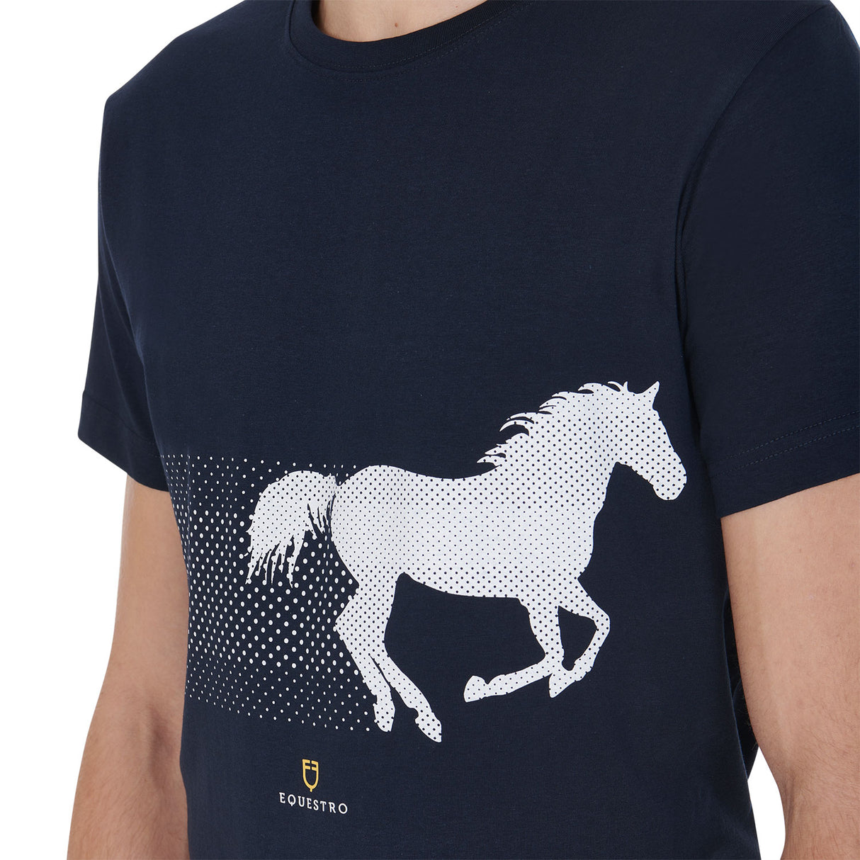 Equestro Men's Slim Fit T-Shirt With Race Horse #colour_blue