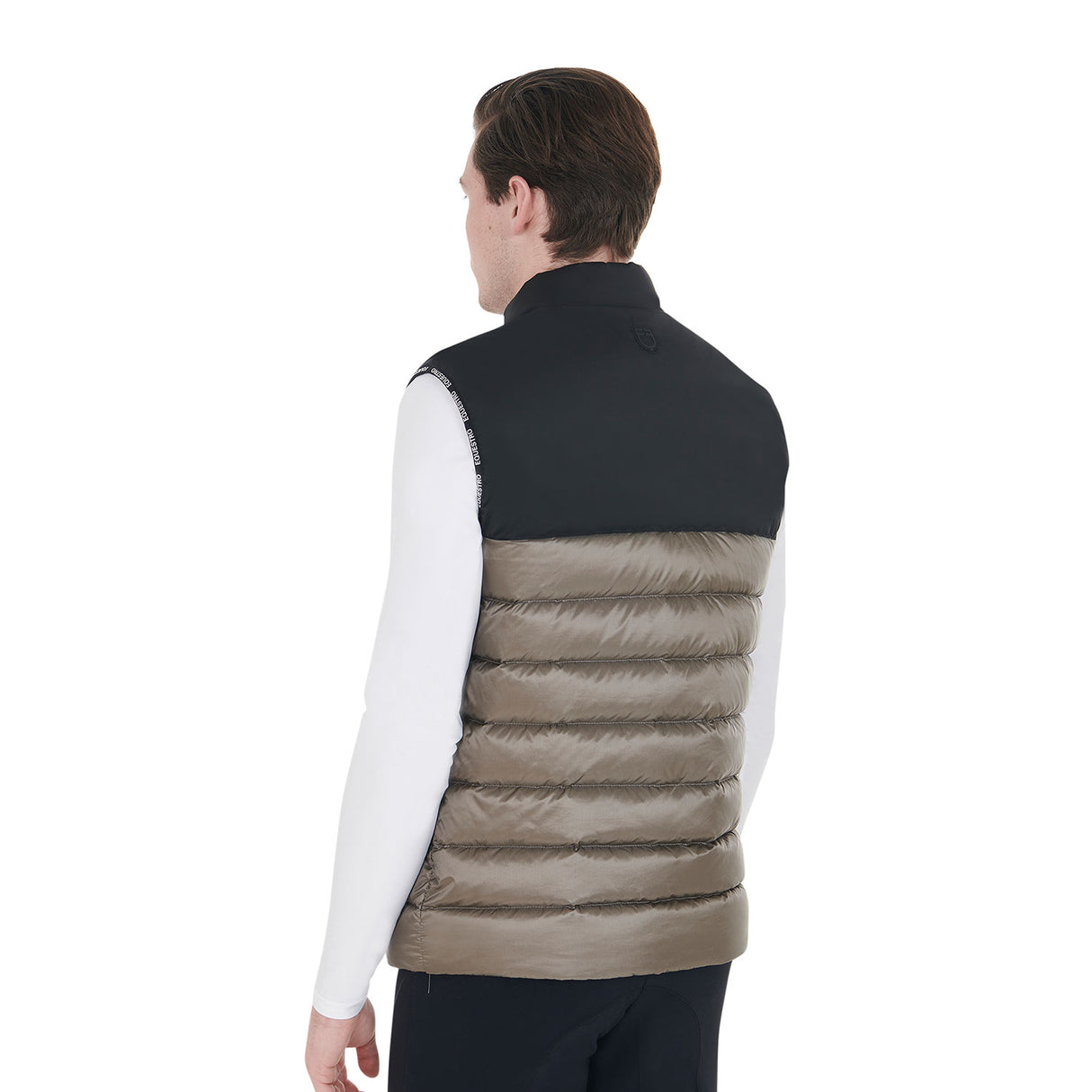 Equestro Men's Bi-Material Vest Silicone Patch #colour_black-brown