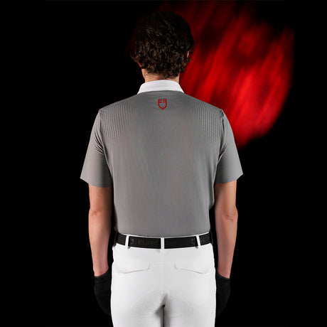 Equestro Equestro Ridertechnology Men's Competition Polo Shirt Short Sleeves And Buttons #colour_grey