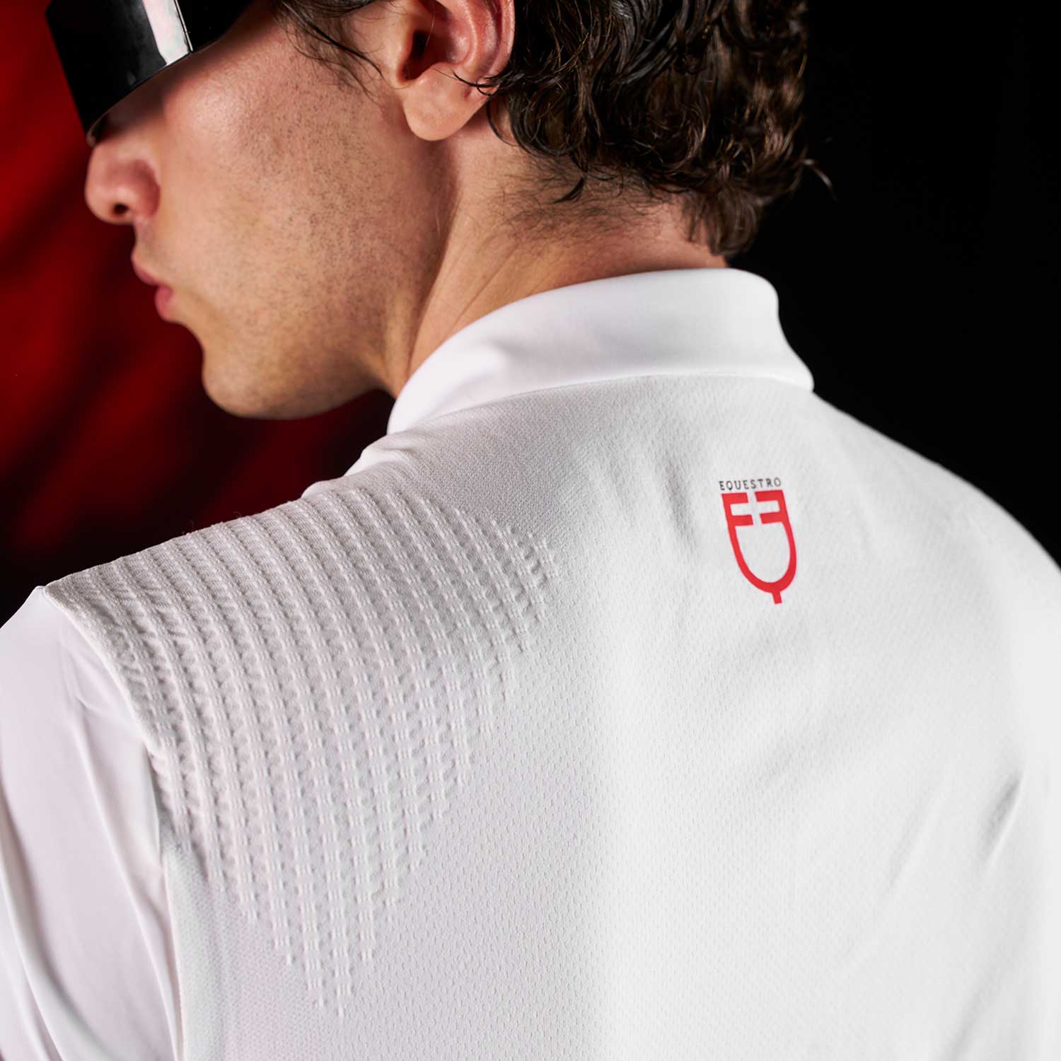 Equestro Equestro Ridertechnology Men's Competition Polo Shirt Short Sleeves And Buttons #colour_white
