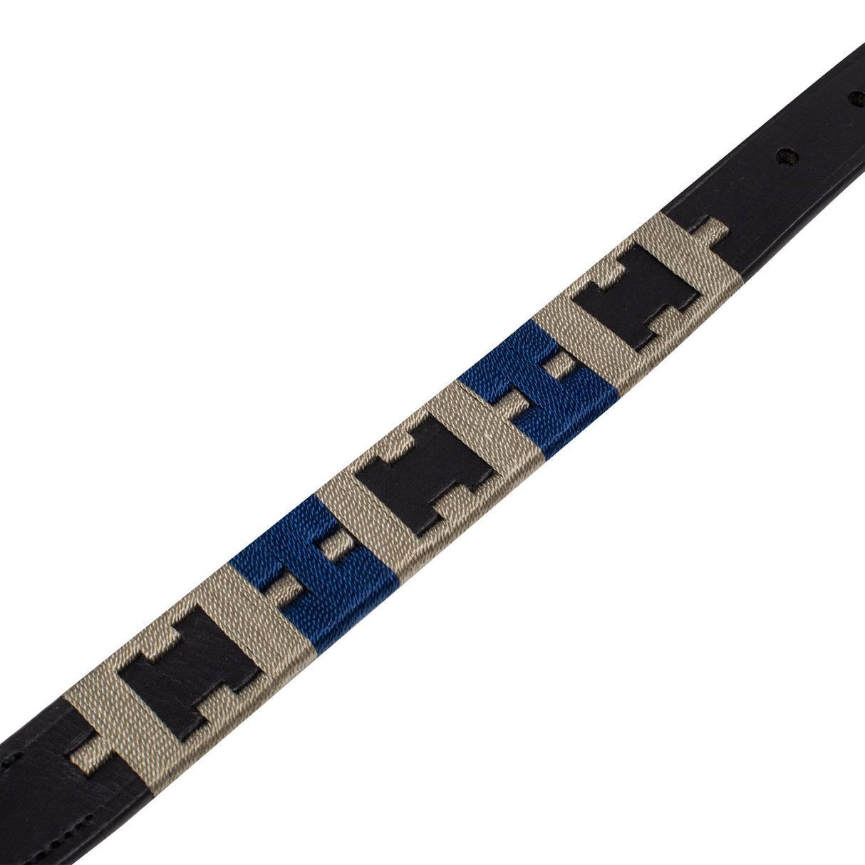 Equestro Leather Dog Collar With Geometric Pattern #colour_black