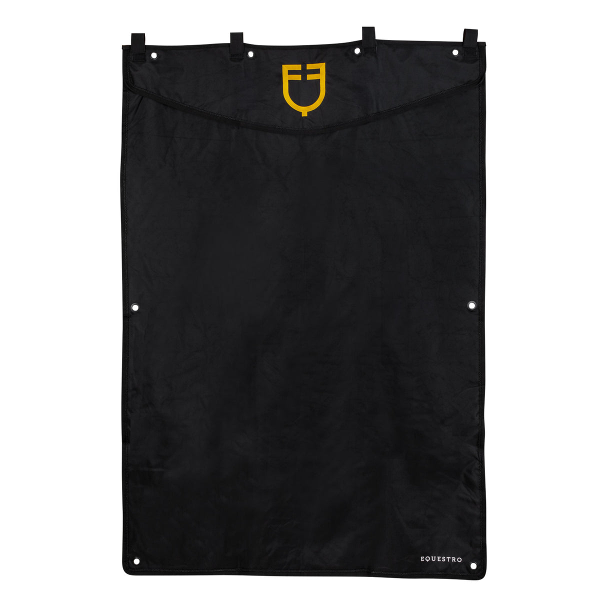Equestro Long Stable Curtain With Embroidered Logo #colour_black