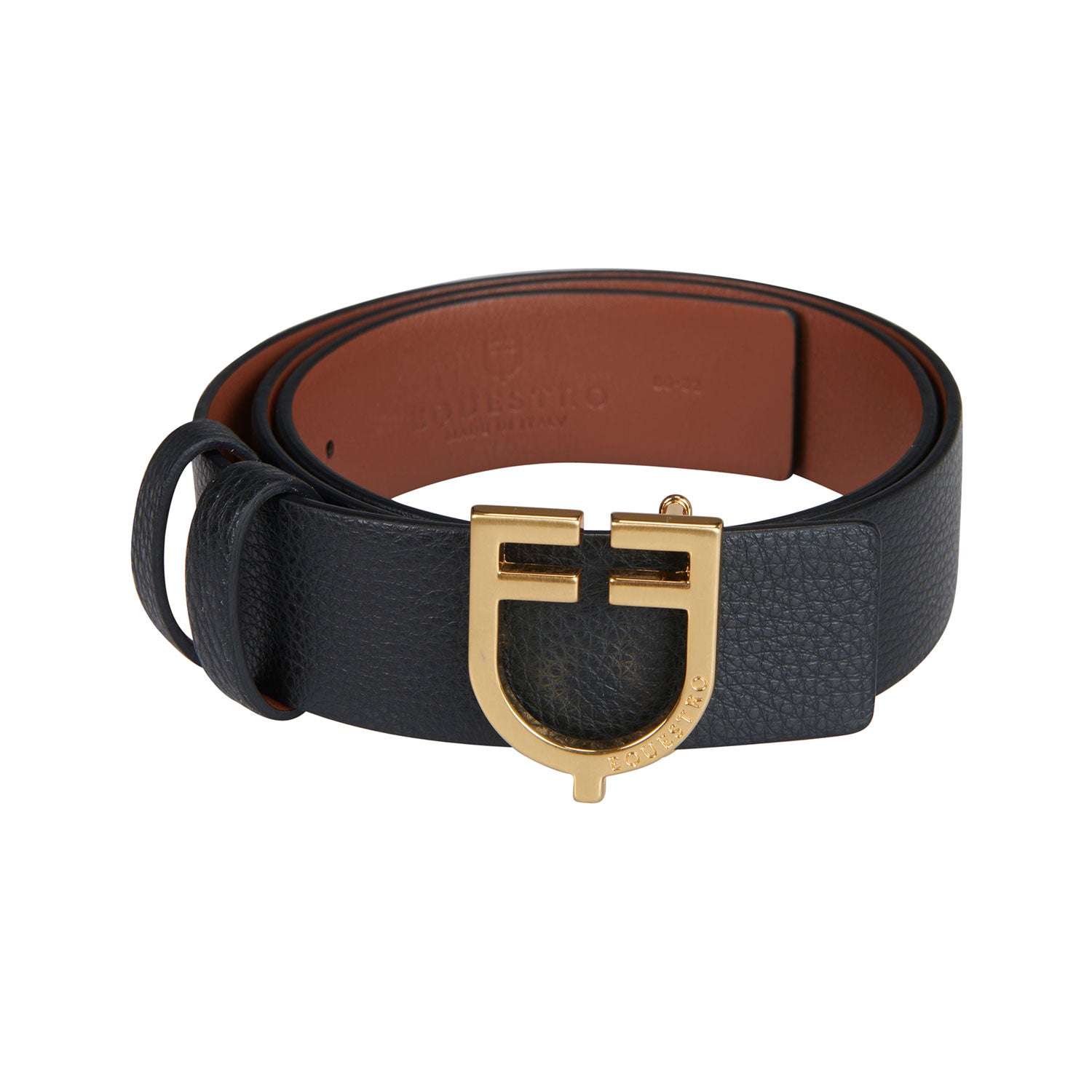 Equestro Double Face Smooth Leather Belt #colour_black-brown-gold