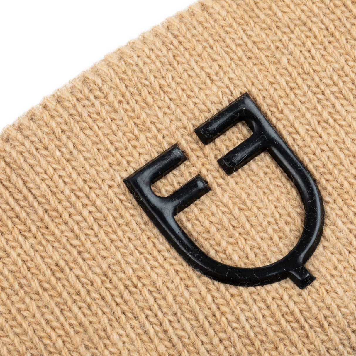Equestro Unisex Ribbed Wool Earmuff Headband With Logo #colour_beige