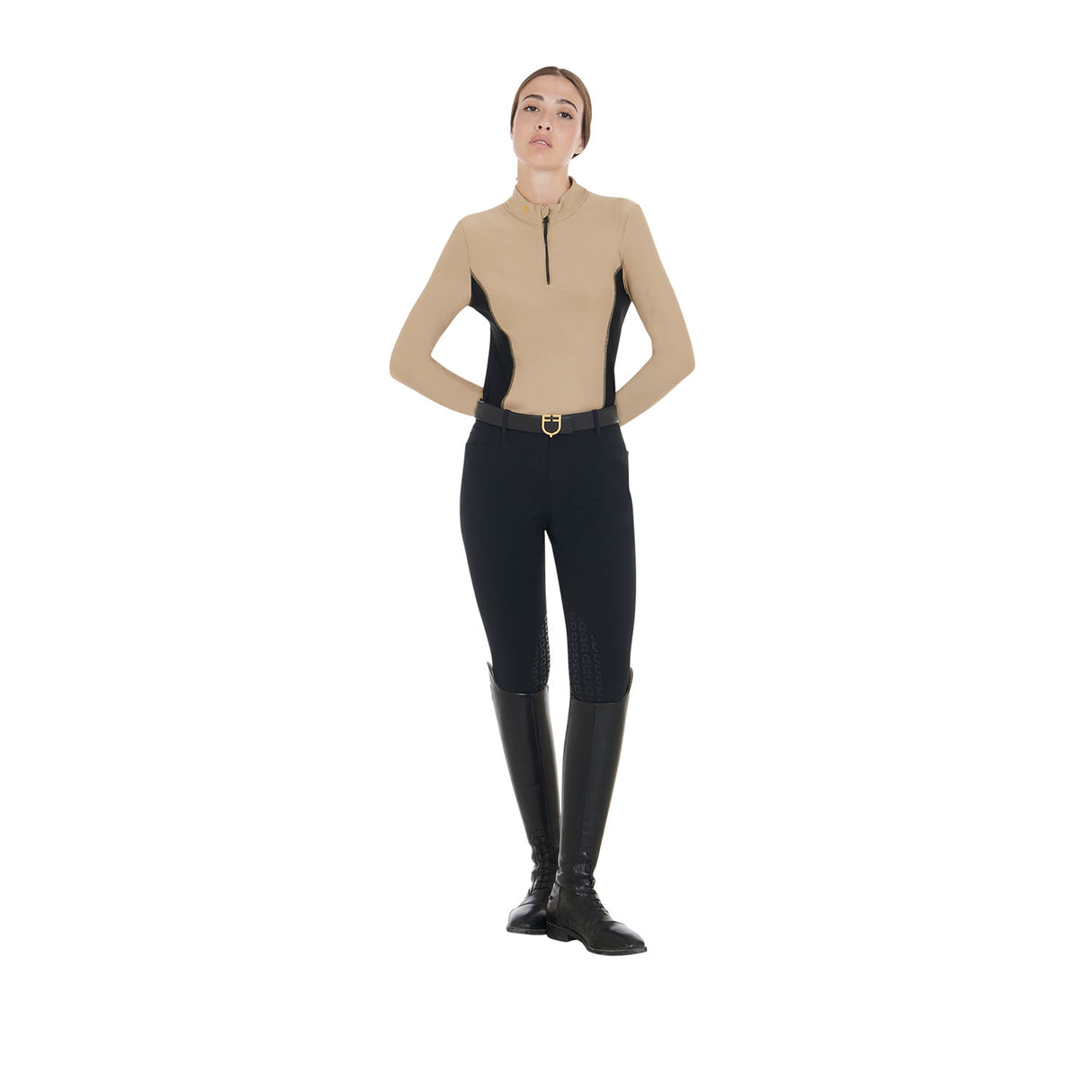 Equestro Women's Long-Sleeved Training Technical Polo Shirt