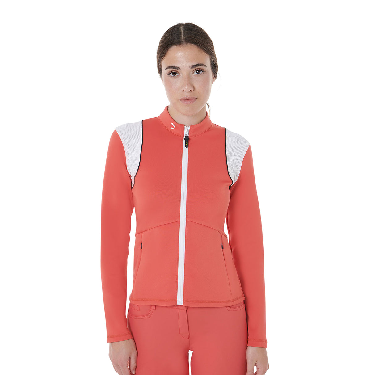 Equestro Women's Technical Sweatshirt with Perforated Inserts #colour_red