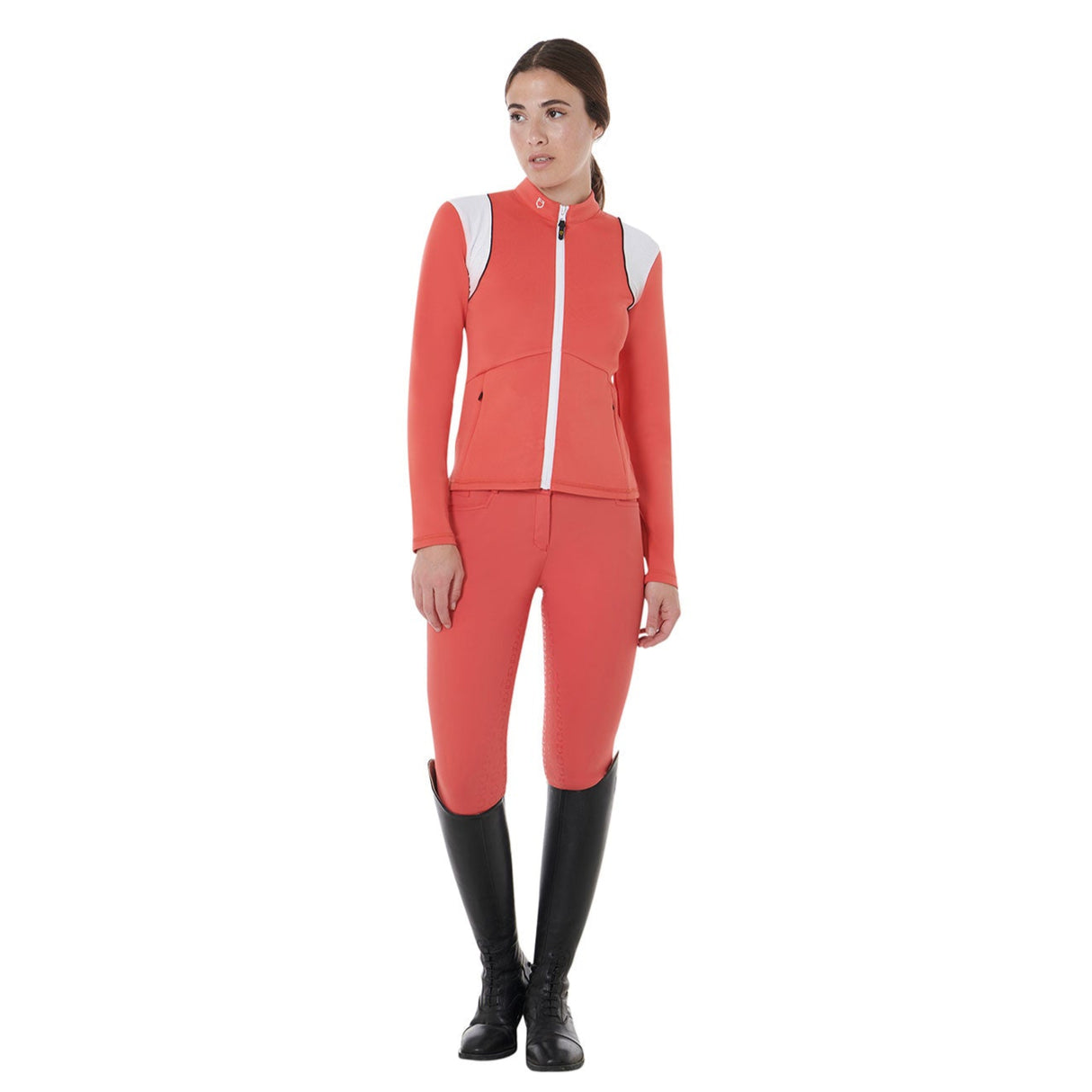 Equestro Women's Technical Sweatshirt with Perforated Inserts #colour_red