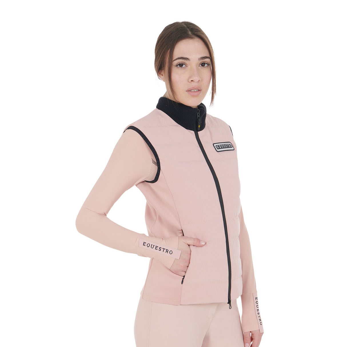 Equestro Women's Technical Blend Zippered Vest #colour_pink