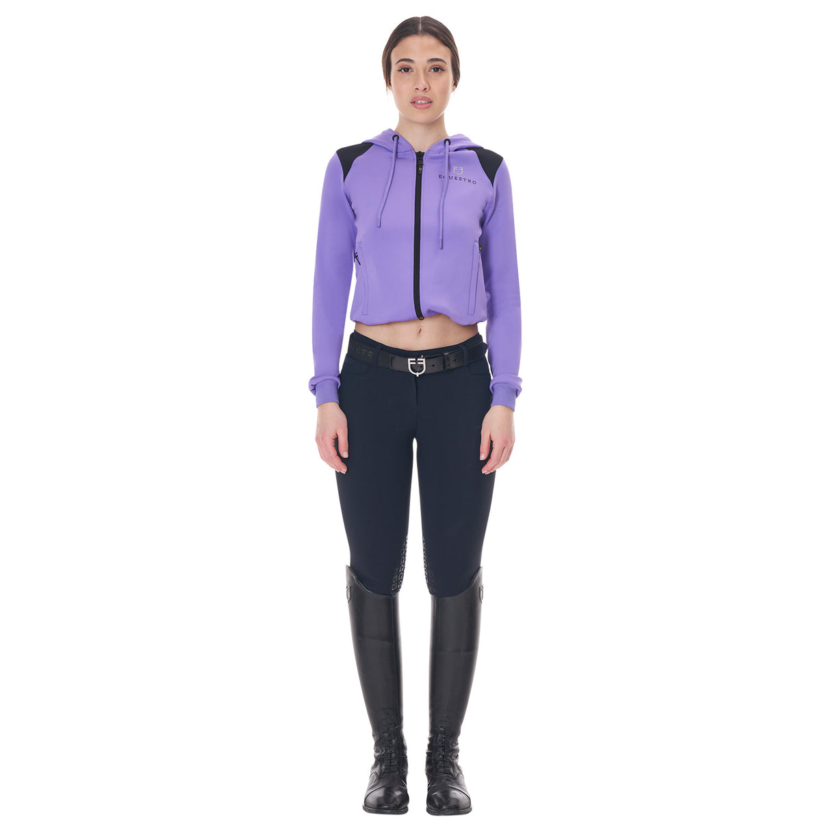 Equestro Women's Cropped Hoodie #colour_purple