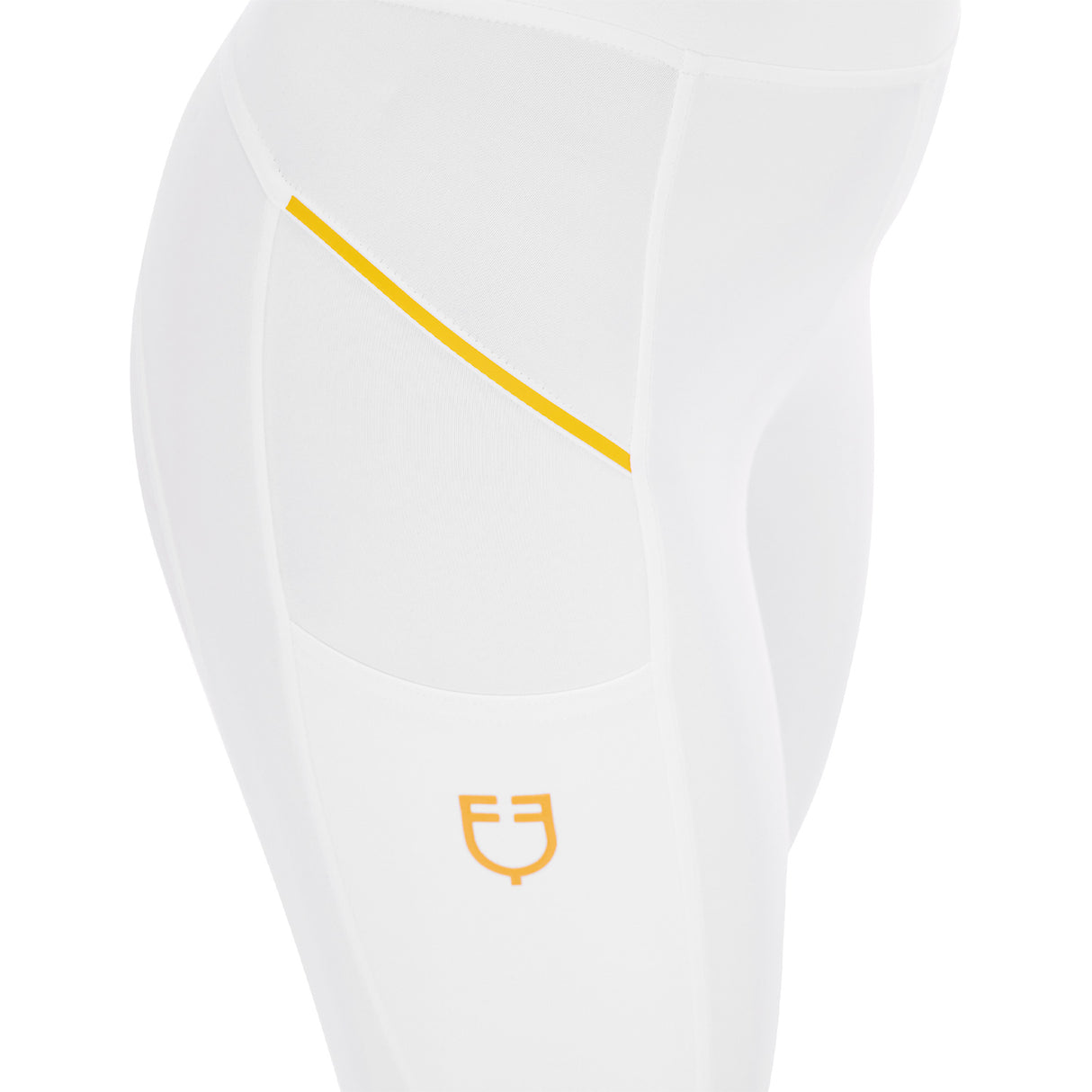 Equestro Women's Slim Fit Leggings with Micro Mesh Inserts #colour_white