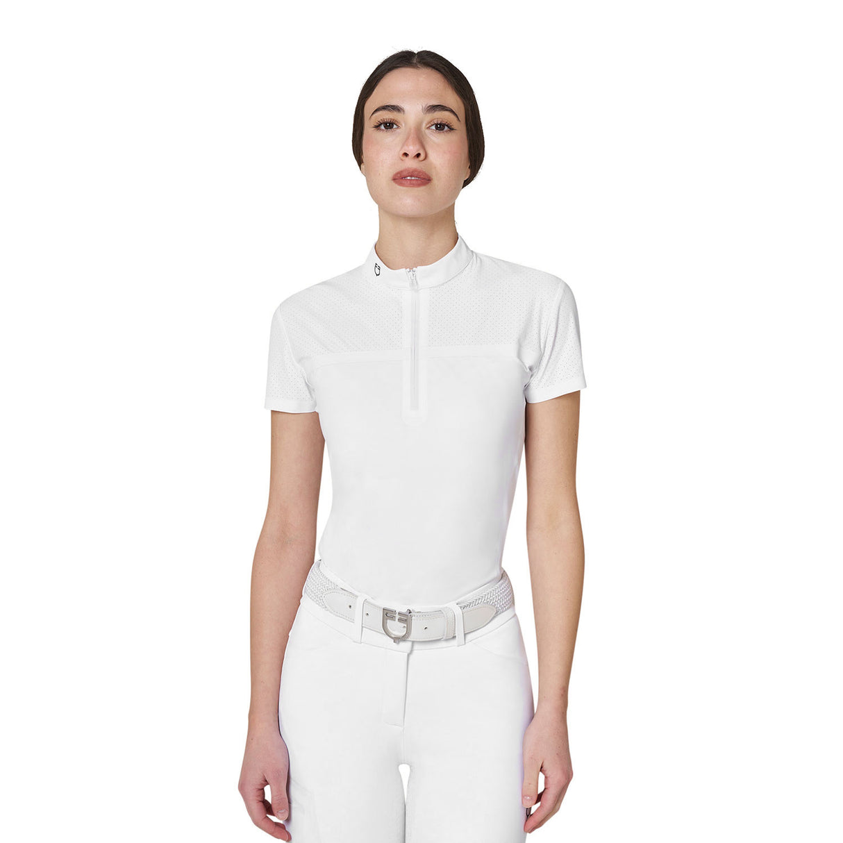 Equestro Ridertechnology women's competition polo shirt perforated fabric