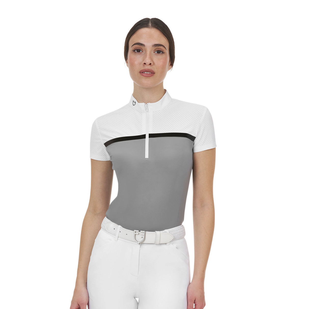 Equestro Ridertechnology women's competition polo shirt perforated fabric