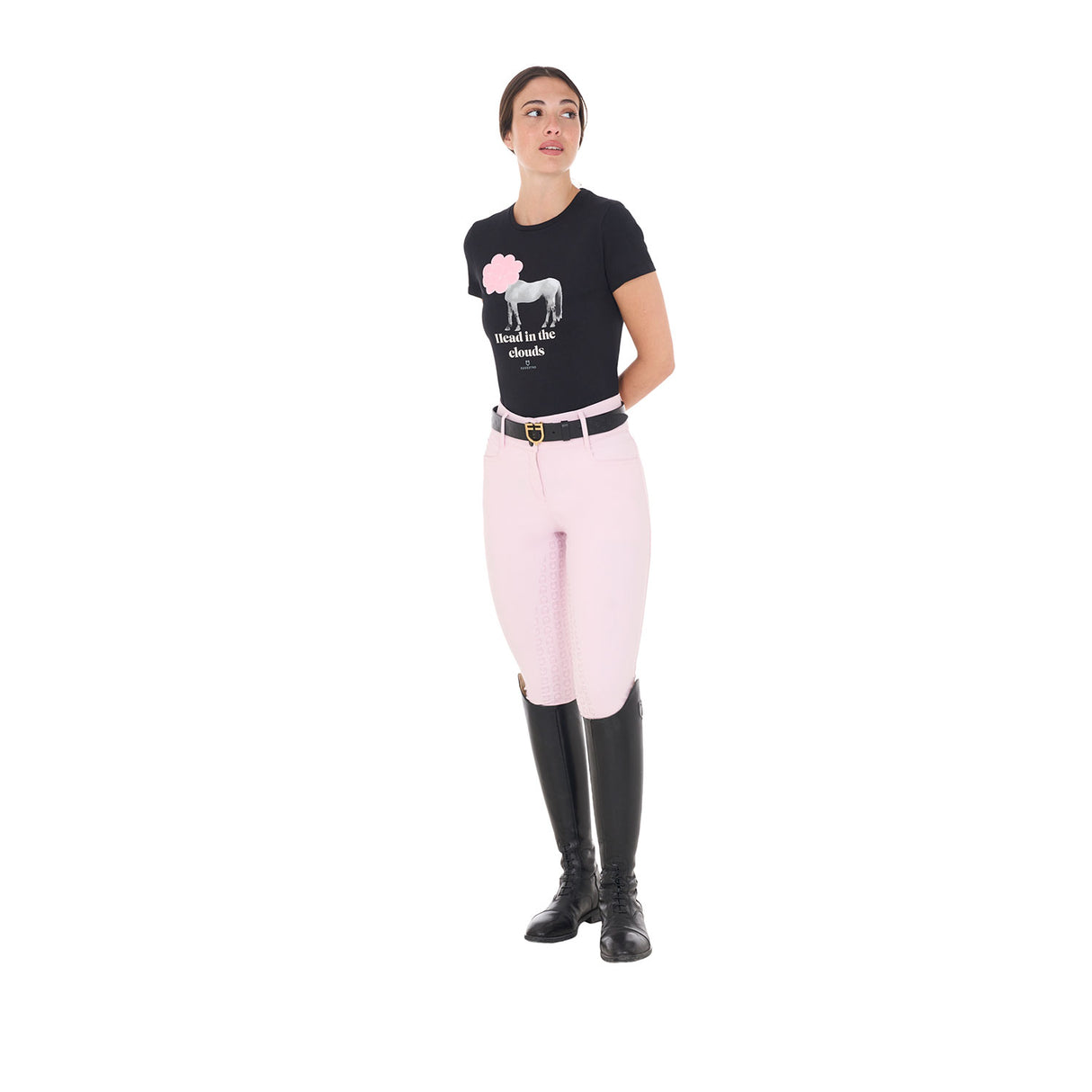 Equestro Women's Head In The Clouds Cotton T-Shirt #colour_black