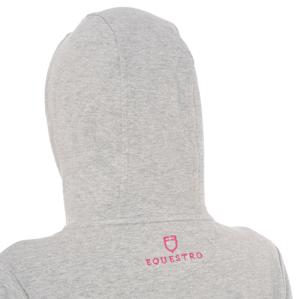 Equestro Women's Hoodie With Zip And Sponge Lettering #colour_grey-fucsia