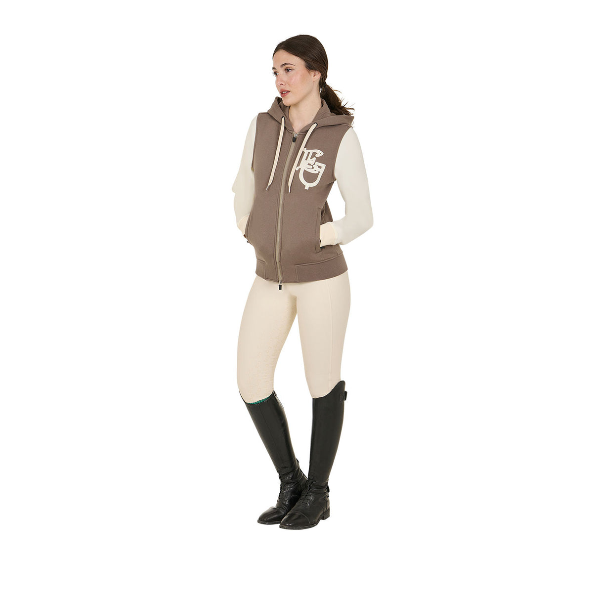 Women's EQ two tone hoodie with front zip