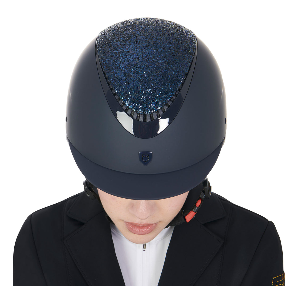 Equestro Narrow Visor Helmet With Rhinestones En 1384-2023 Homologation #colour_blue
