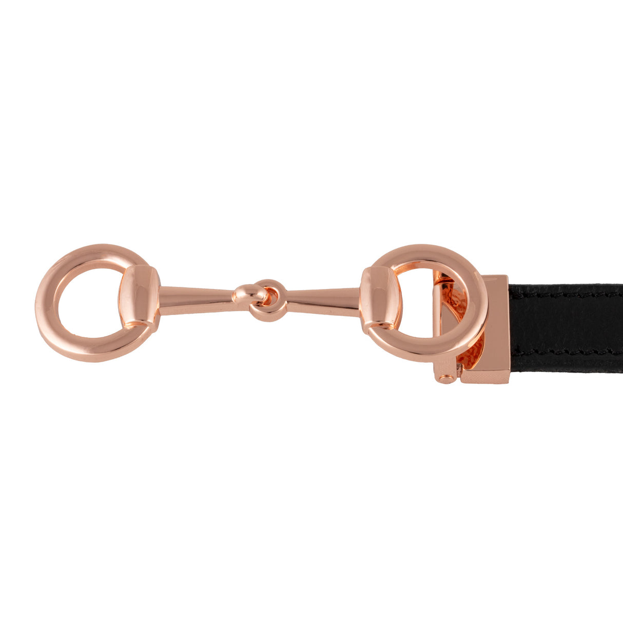Equestro Women's Clincher Belt Snaffle Bit Buckle #colour_black-gold