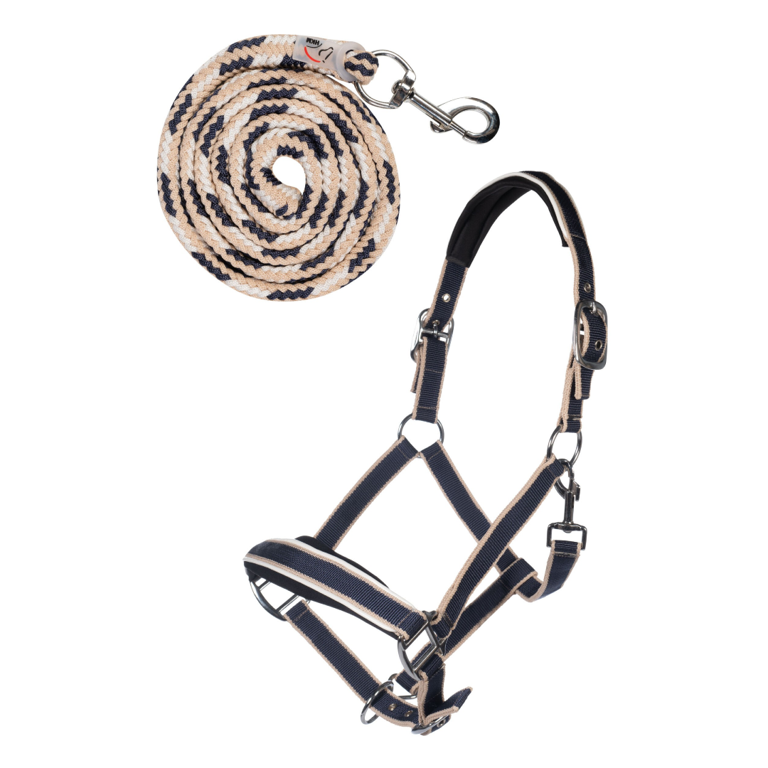 HKM Head Collar Set With Snap Hook -Kopenhagen- #colour_deep-blue