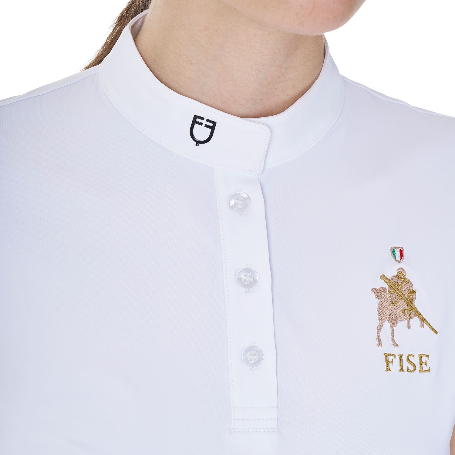 Equestro Women's Slim Fit Competition Polo Shirt Equestro X Fise #colour_white