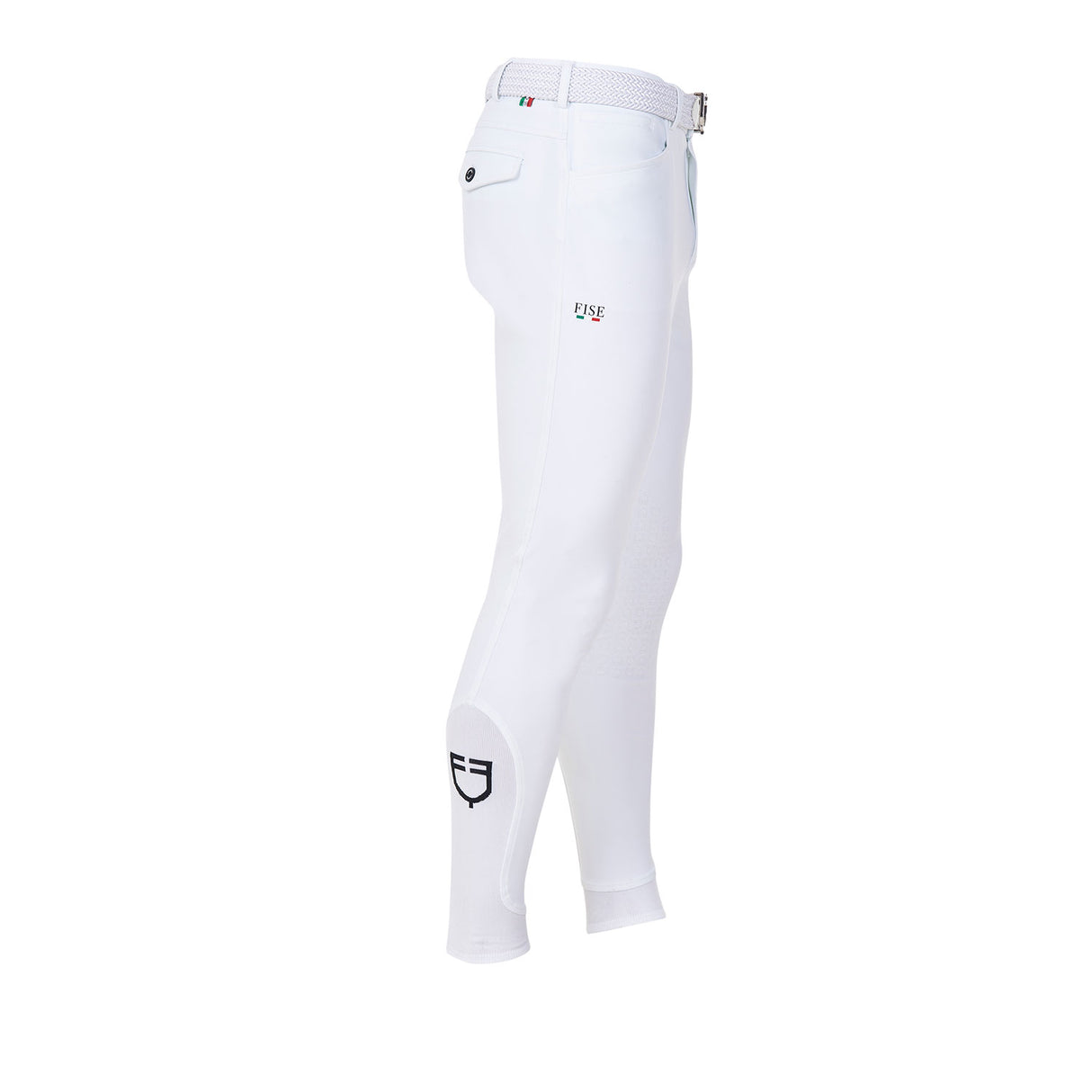 Equestro Men's Knee Grip Breeches Equestro X Fise #colour_white
