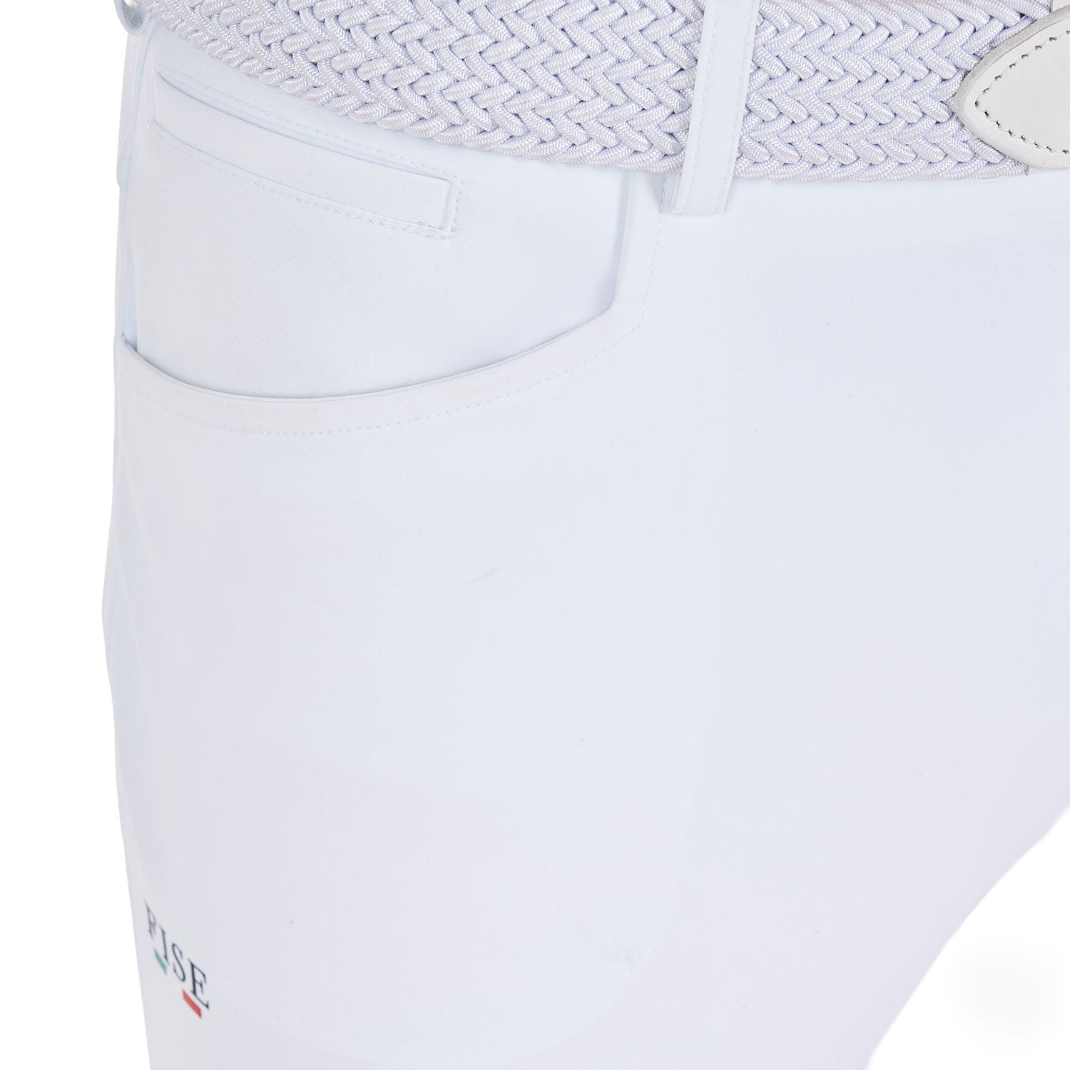 Equestro Men's Full Grip Breeches Equestro X Fise #colour_white
