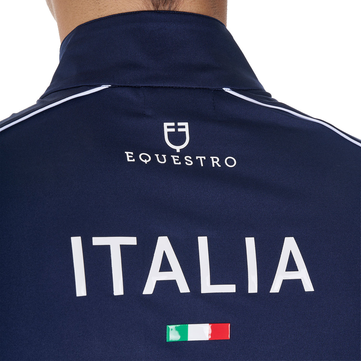 Equestro Men's Training Polo Shirt With Italian Flag Zip Equestro X Fise