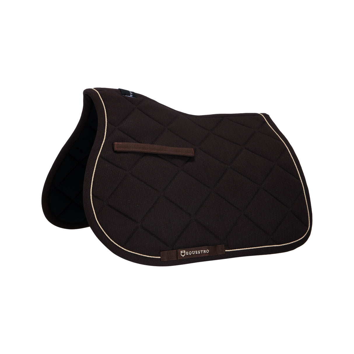 Equestro Jumping Saddle Pad In Cotton With Trimmings #colour_brown