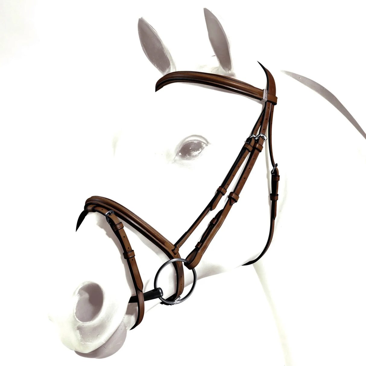 Equipe Emporio Plain Flash Bridle - No Reins #colour_brown