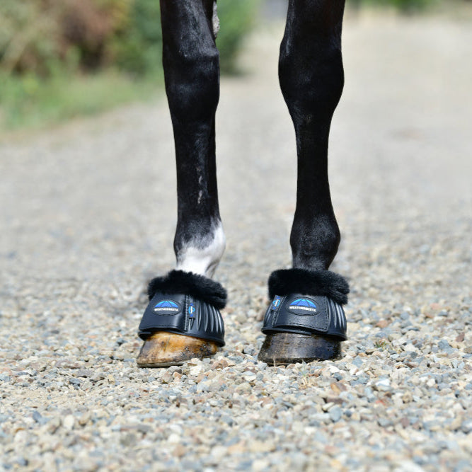 Weatherbeeta Tough-Tec Prime Fleece Trim Rubber Bell Boots #colour_black-black
