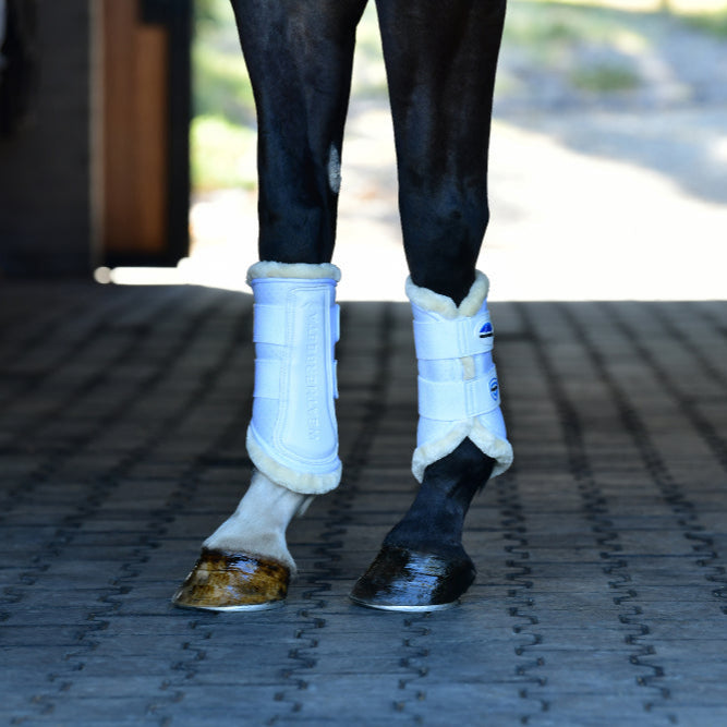 Weatherbeeta Tough-Tec Comfy Fleece Brushing Boots #colour_white-white
