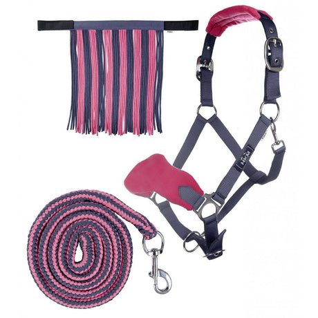 HKM Head Collar & Lead Rope with Snap Hook & Fly Fringe