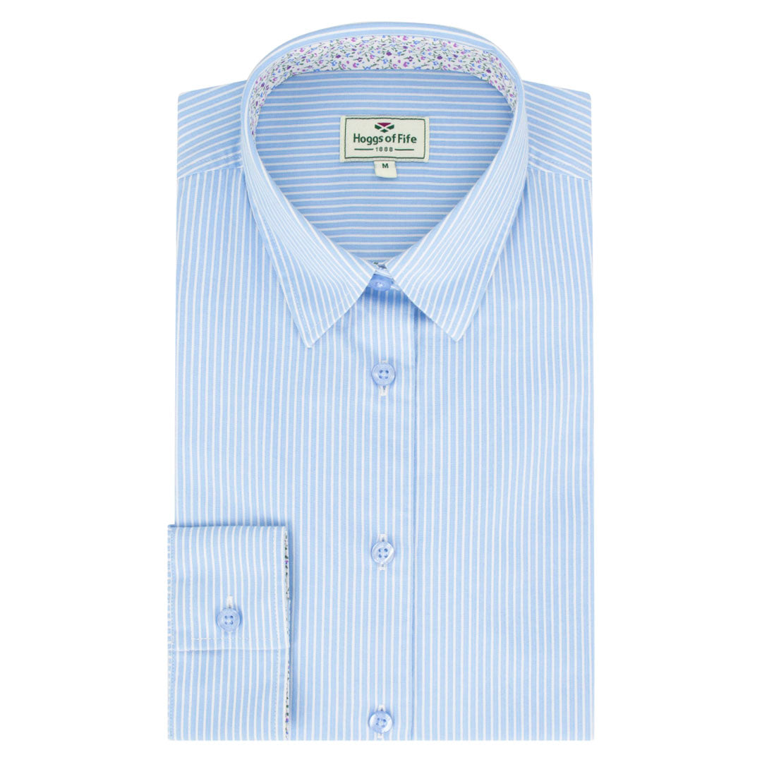 Hoggs of Fife Bonnie II Ladies Cotton Shirt #colour_light-blue-stripe
