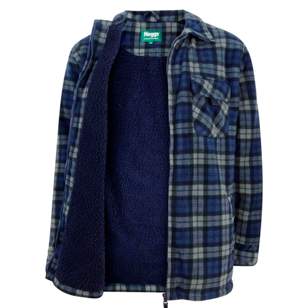 Hoggs of Fife Caithness Men's Polar Fleece Workshirt #colour_navy-grey-check