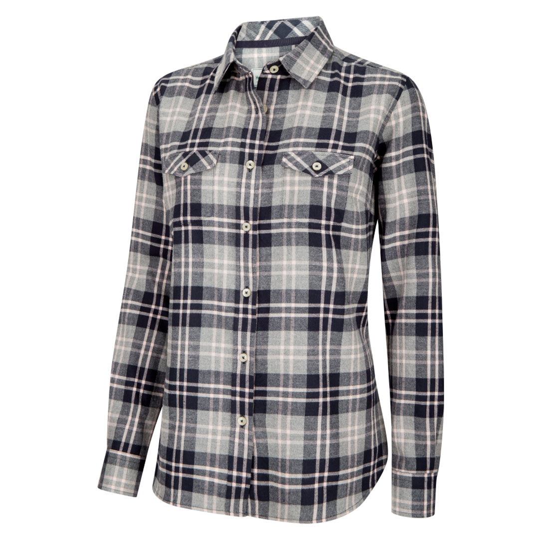 Hoggs of Fife Eilidh Ladies Flannel Shirt #colour_marled-navy