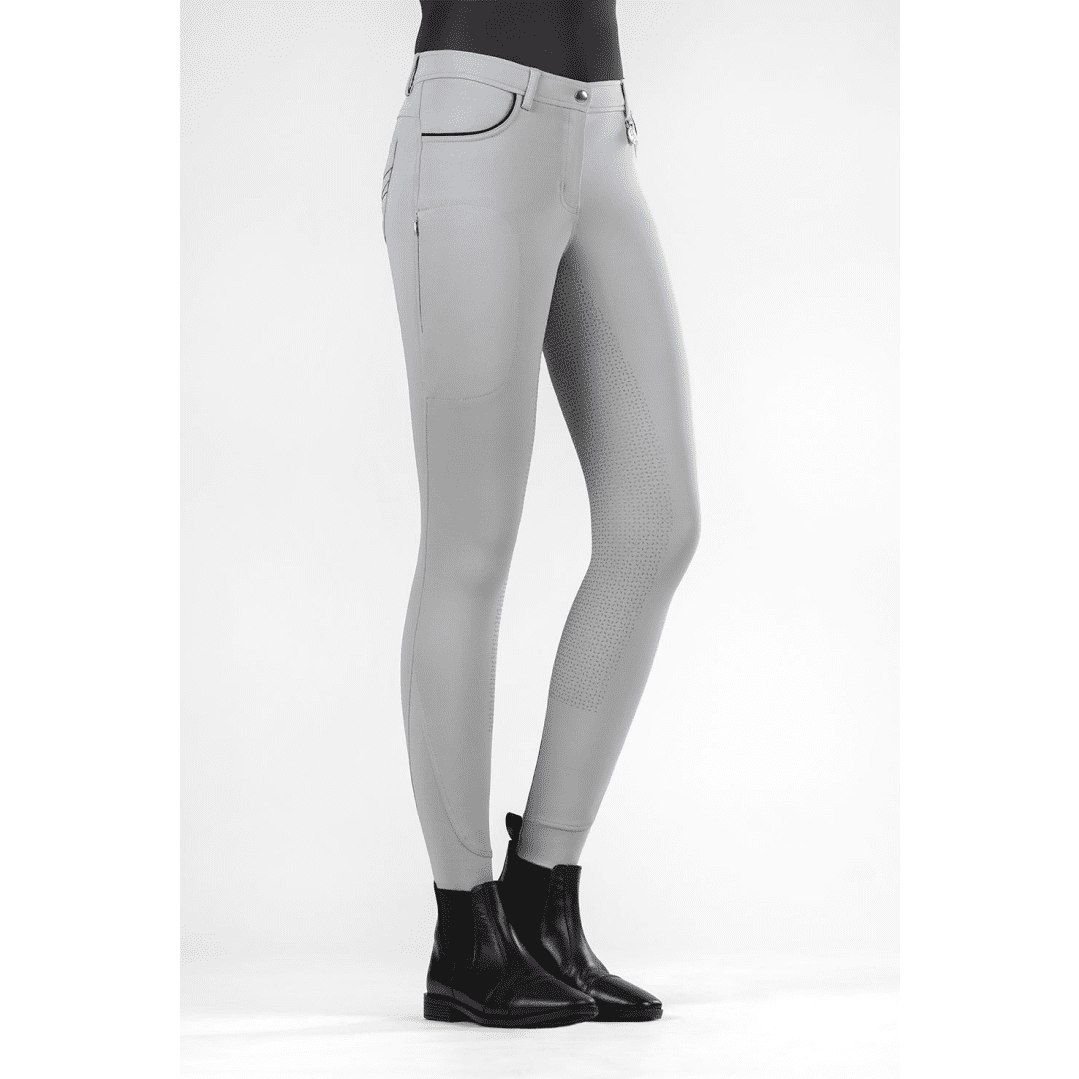HKM Equilibrio Style Silicone Full Seat Riding Breeches #colour_light-grey