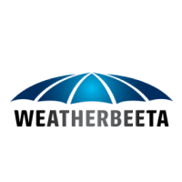 Weatherbeeta Logo- Blue umbrella above brand name in bold font