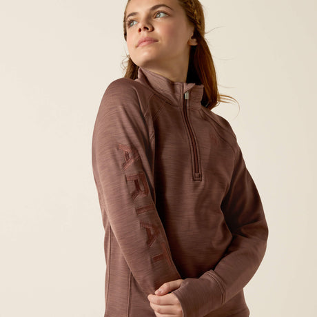Ariat Youth TEK Team 1/2 Zip Sweatshirt - Navy Heather - Twilight Mauve