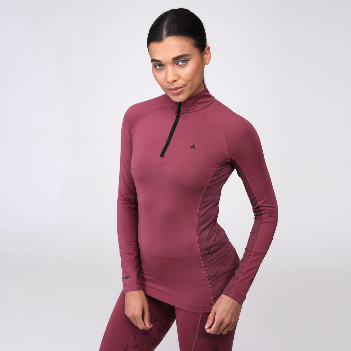 Shires Aubrion Ladies React Long Sleeve Base Layer #colour_mauve