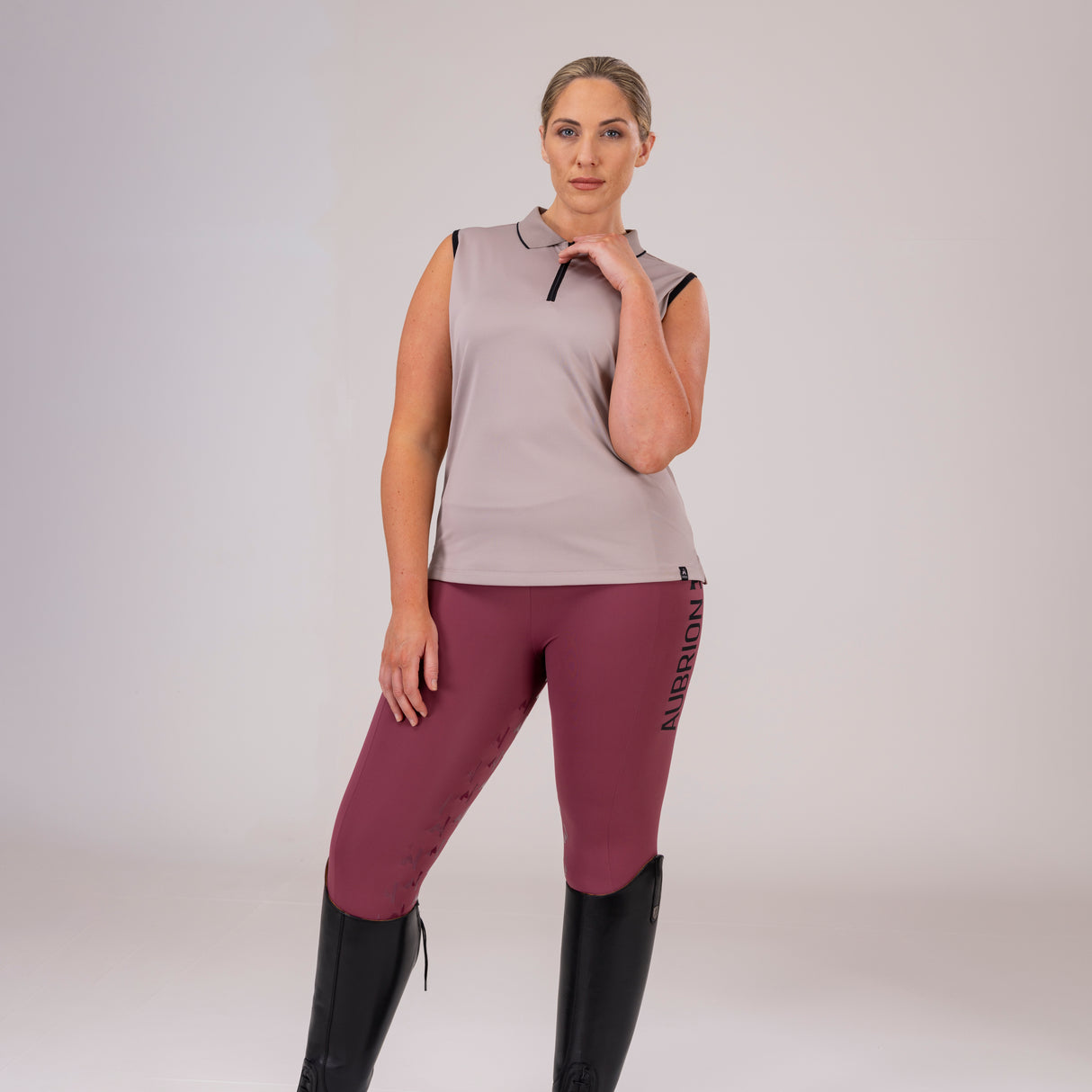 Shires Aubrion Ladies React Rythm Riding Tights #colour_mauve